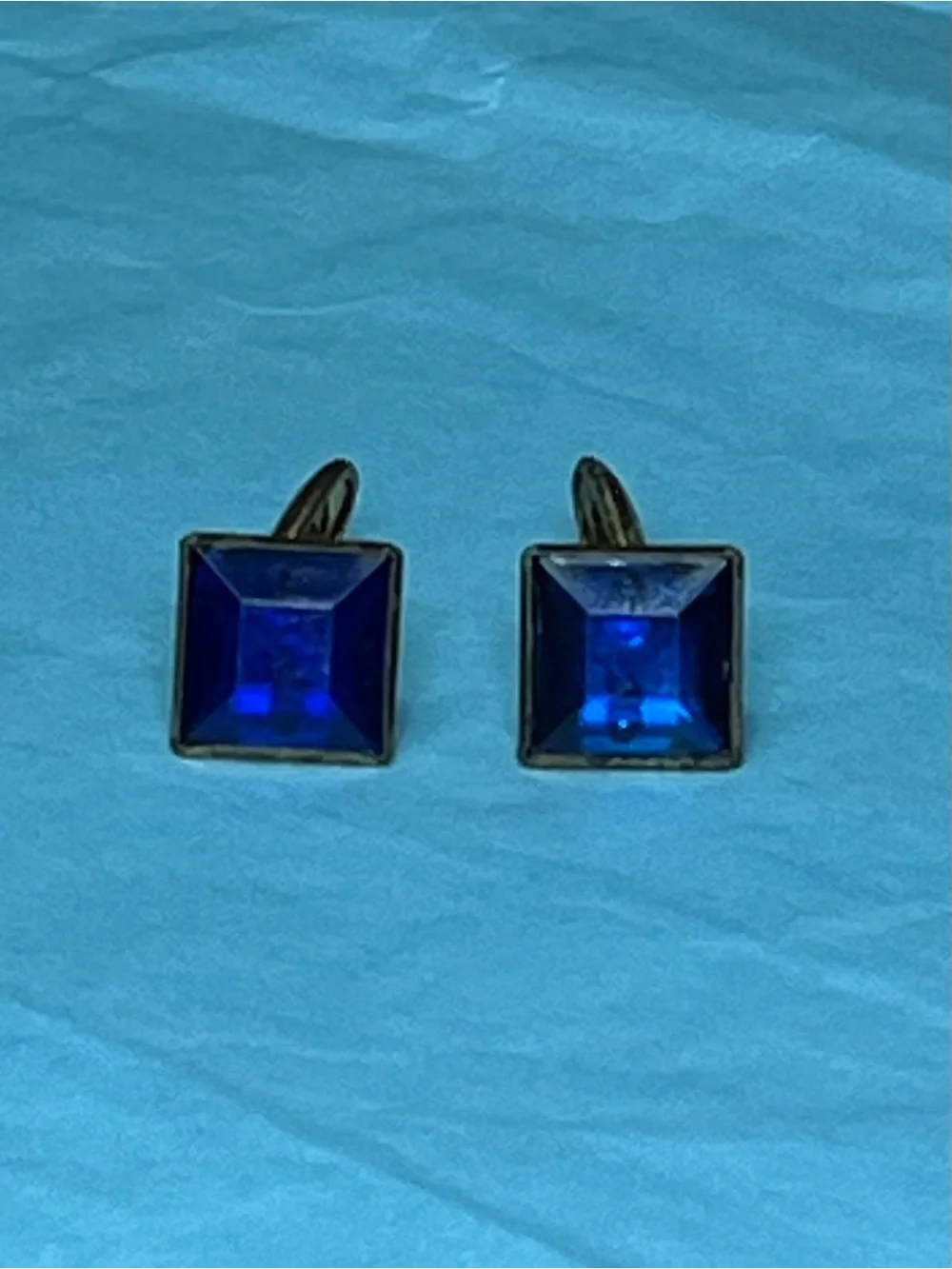 Vintage Blue Square Cufflinks